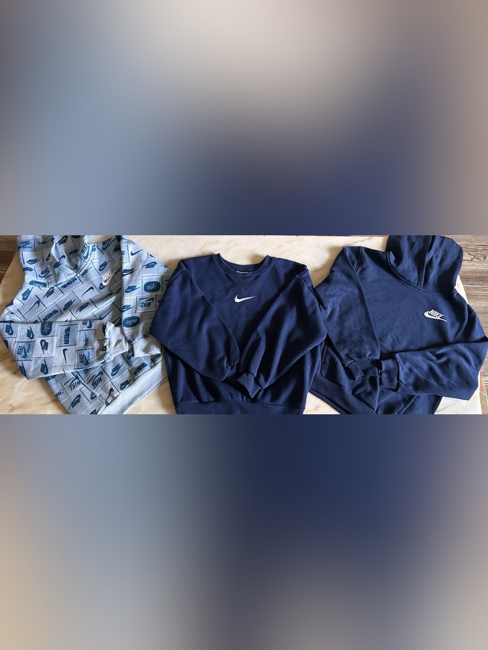 Nike Boys Bundle of 3 Blue Hoodie Sweatshirts Size 7 Back to School Fall/Winter